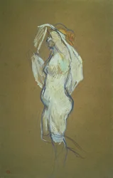 Frau hebt ihr Hemd, 1896